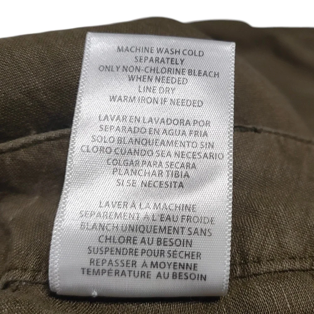 Kut from the Kloth Topaz Wide Leg Linen Blend Pants Olive Green Earthy Size 10 - Picture 9 of 9